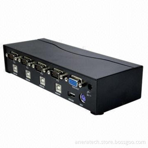 USB KVM Switch, 4 Ports, Metal Case